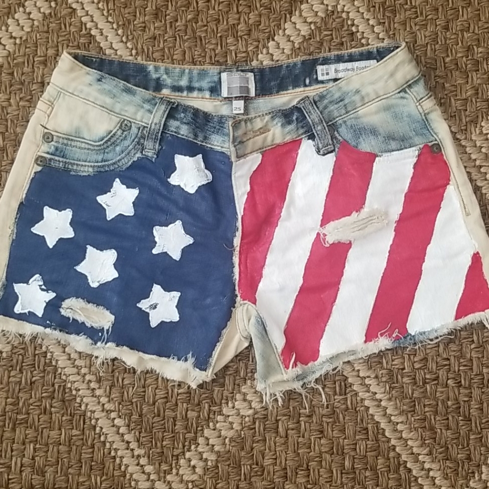 Red white and blue flag shorts